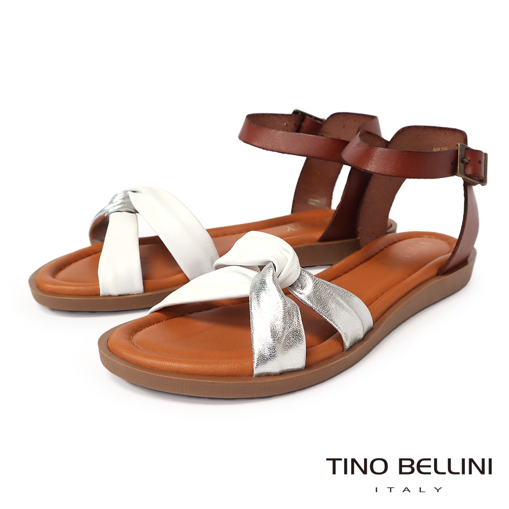TINO BELLINI 貝里尼 西班牙進口全真皮撞色扭結涼