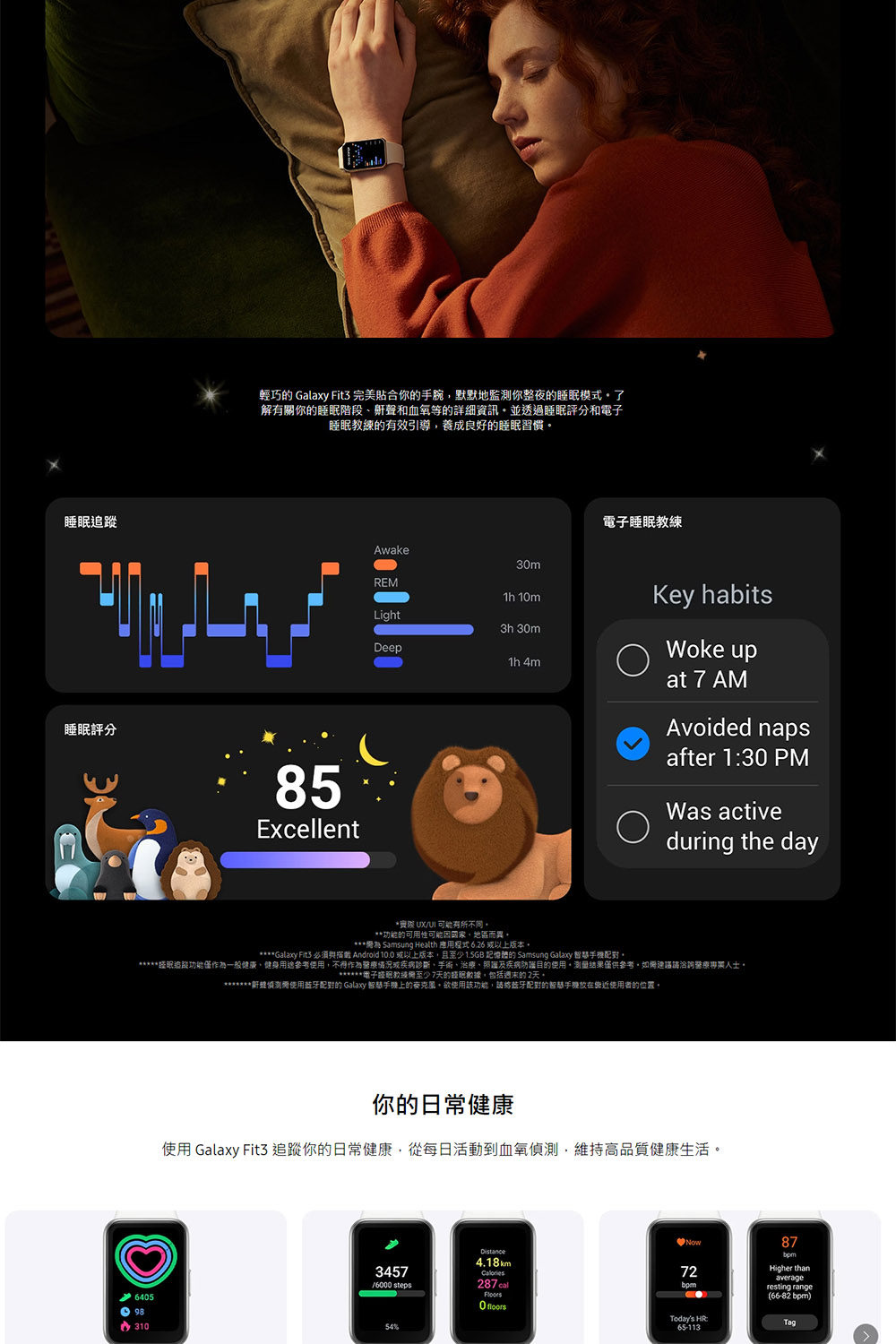 经眠追蹤功能僅作為一般健康、健身用途參考使用,不得作為醫療情況或疾病診斷、手術、治療、照堡及疾病防嬸目的使用。测量结果僅供參考,如需速路請洽詢醫療專業人士,
