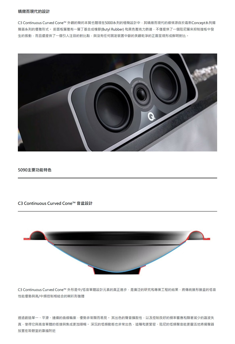 Q Acoustics 5090 中置聲道揚聲器(P2P（點