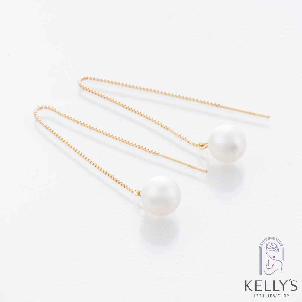 Kelly”s 日本製金環仙珠垂吊式耳線(K金耳線 珍珠耳環