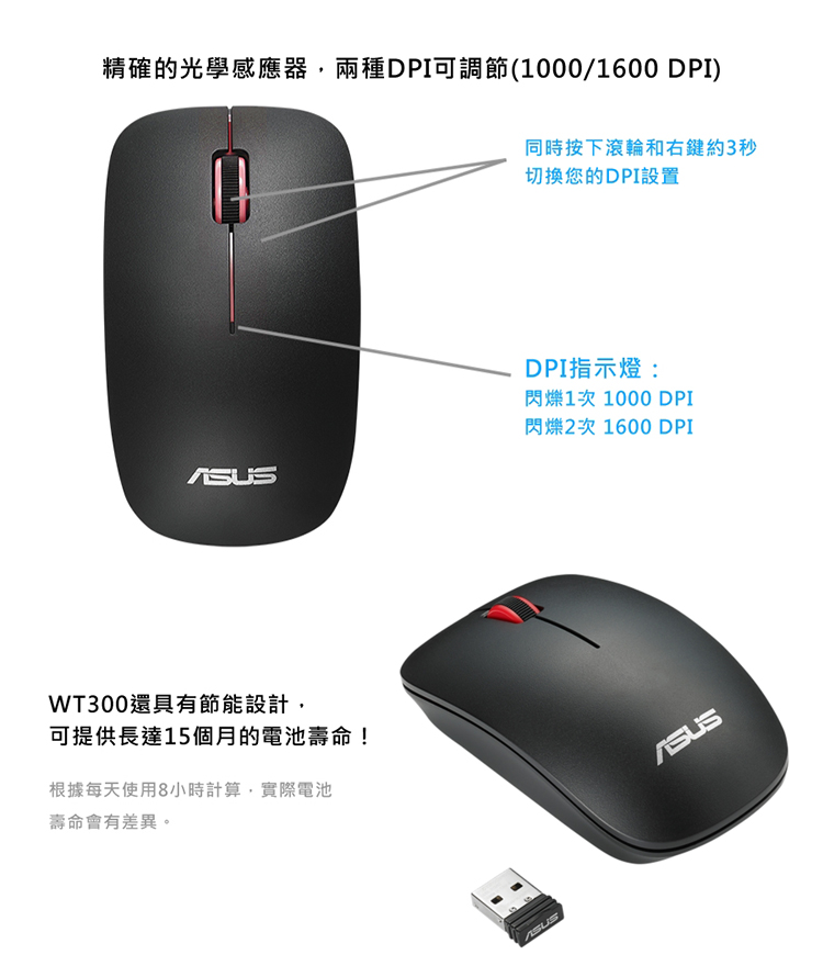 ASUS 華碩 WT300 MOUSE 人體工學無線滑鼠品牌