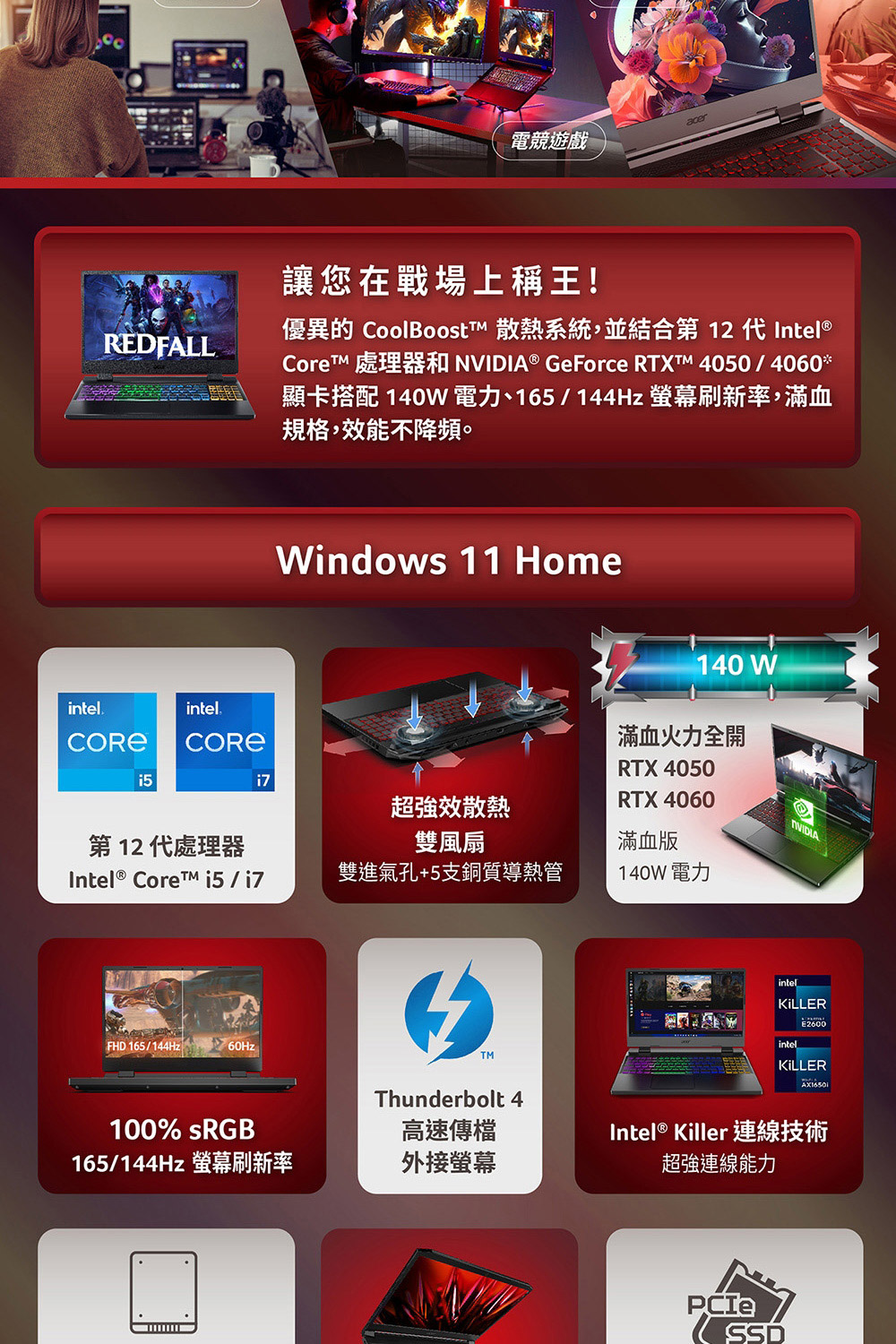 Acer 宏碁 特仕版 15.6吋獨顯電競筆電(Nitro 