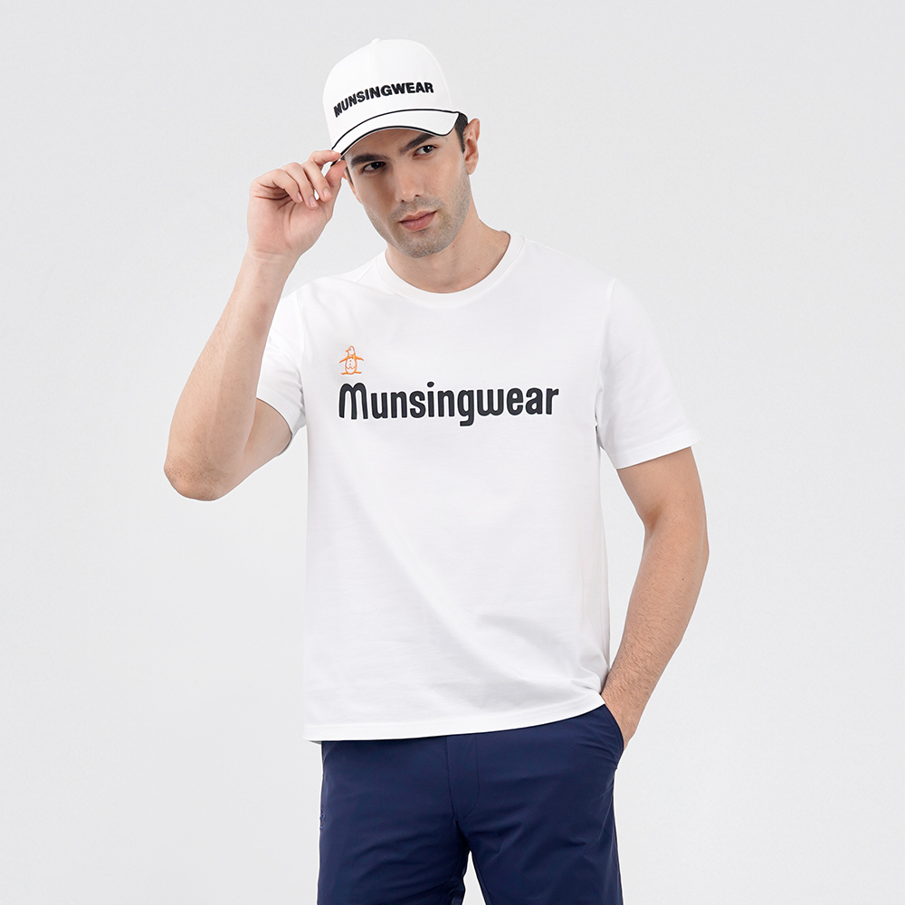 Munsingwear 企鵝牌 男款白色印花純棉舒適短袖T恤