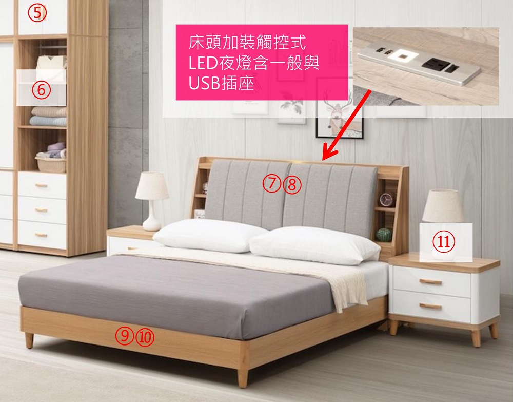 MUNA 家居 德恩5尺床頭箱床架/含床底/附USB插座(雙