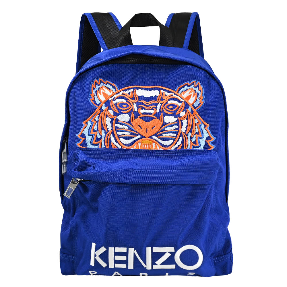 KENZO 經典大刺繡虎頭LOGO厚尼龍手提旅用包後背包(藍