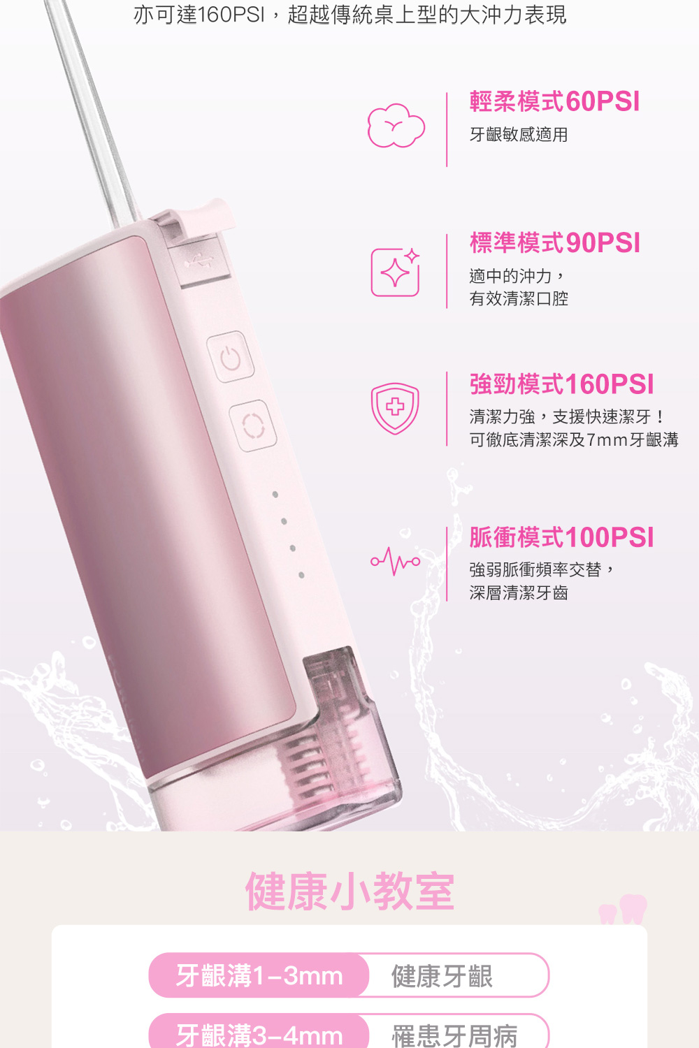 亦可達160PSI,超越傳統桌上型的大沖力表現