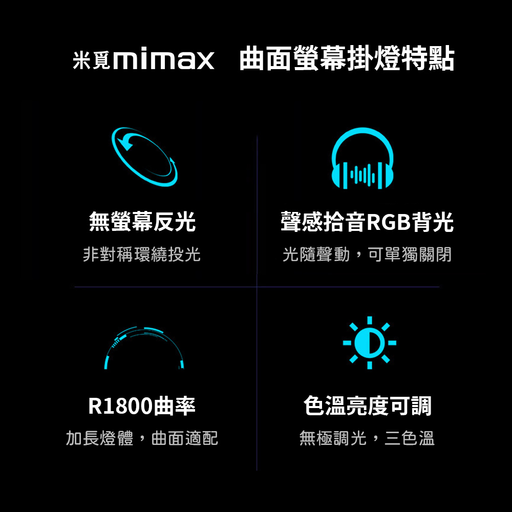 米覓mimax 拾音RGB七彩燈曲面螢幕掛燈(電腦螢幕掛燈 