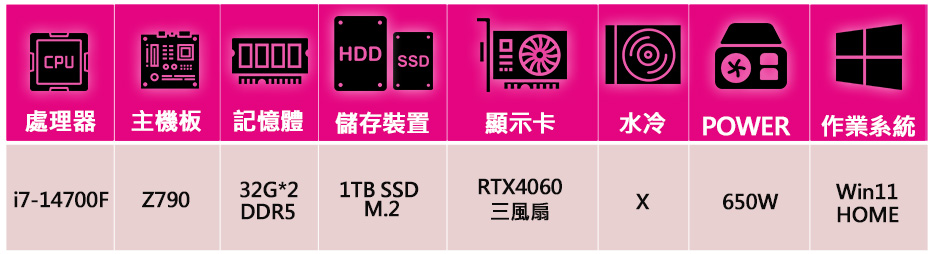 華碩平台 i7二十核 RTX4060 3X WiN11{心靈