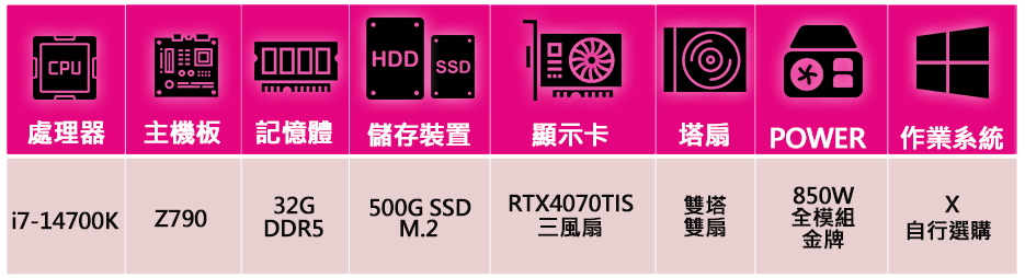 華碩平台 i7二十核 RTX4070TI SUPER{春水潺