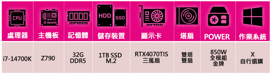華碩平台 i7二十核 RTX4070TI SUPER{心繫所