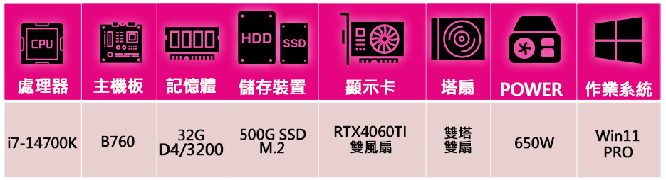 華碩平台 i7二十核 RTX4060TI WiN11P{悲歡