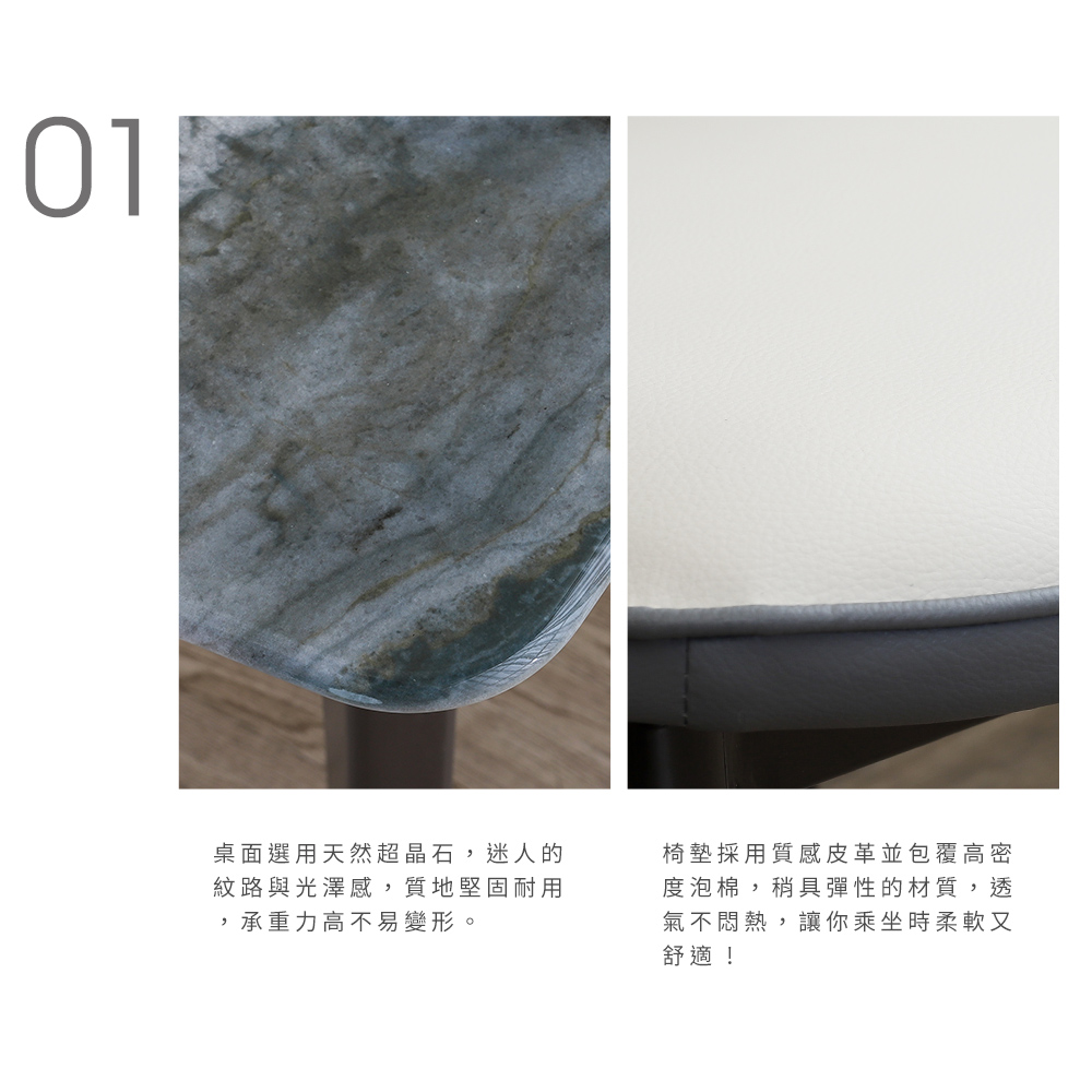 BODEN 波菲4.7尺超晶石面餐桌椅組合(一桌四椅) 推薦