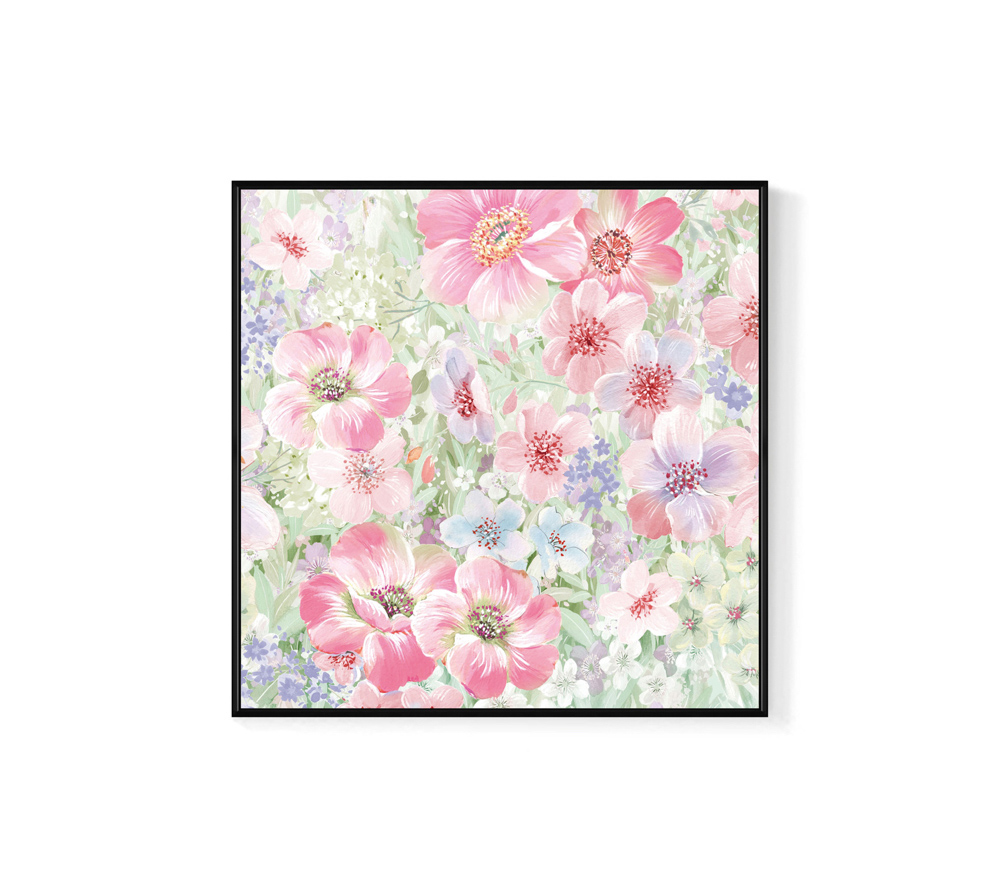 菠蘿選畫所 春韻花喃I-60x60cm(春日花朵水彩掛畫/花