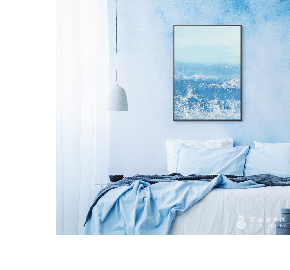 菠蘿選畫所 海浪意韻 - 42x60cm(藍色抽象掛畫/客廳