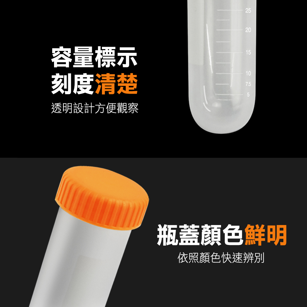 容量標示 刻度清楚 透明設計方便觀察 瓶蓋顏色鮮明 依照顏色快速辨別 