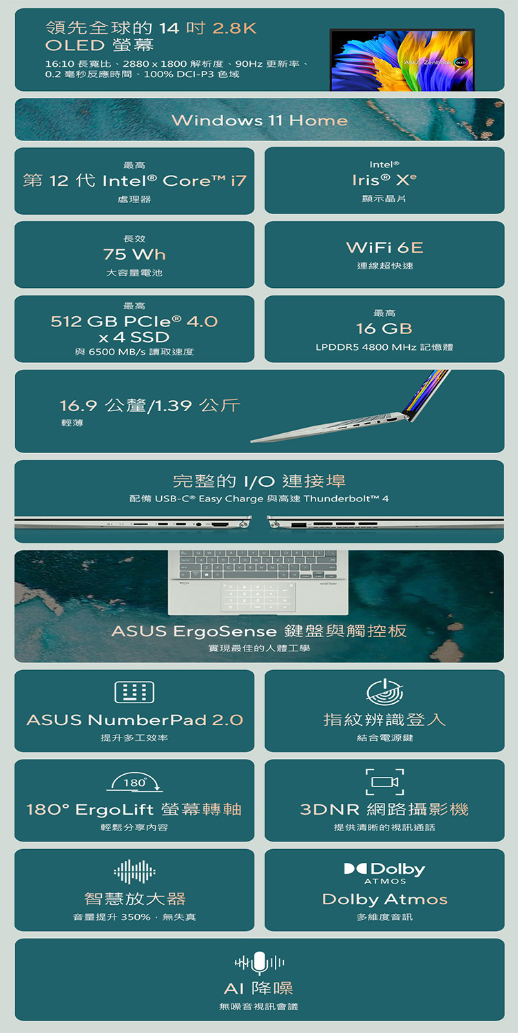 ASUS 華碩 特仕版 14吋輕薄筆電(ZenBook UX