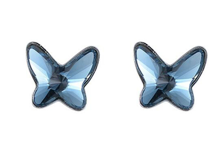 RJ New York 925銀精緻小巧蝴蝶水晶立體耳環(藍