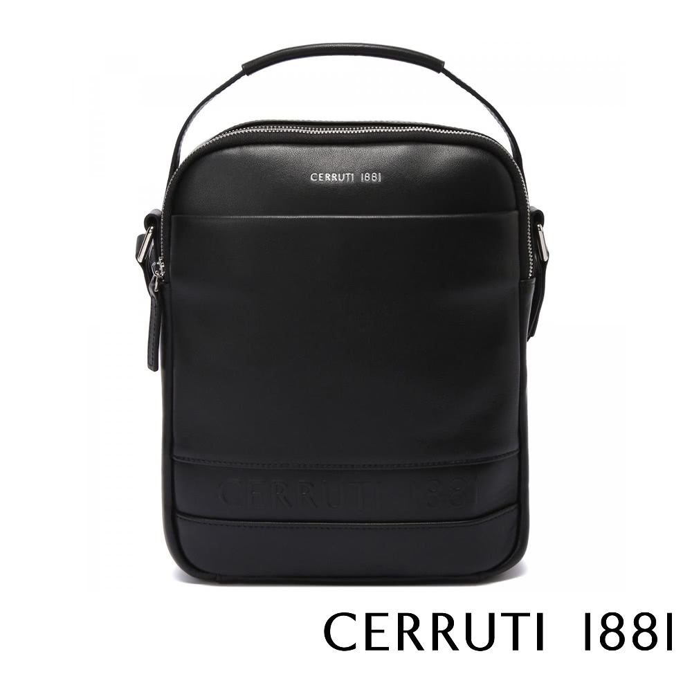 Cerruti 1881 義大利頂級小牛皮肩背包斜背包(黑色