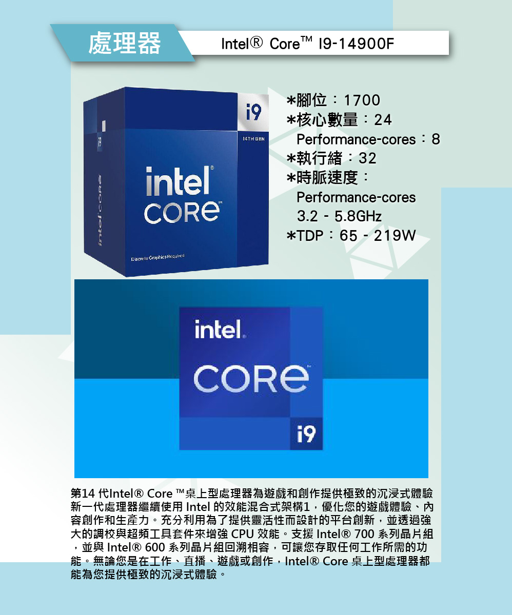 技嘉平台 i9二十四核GeForce RTX 4070{白極
