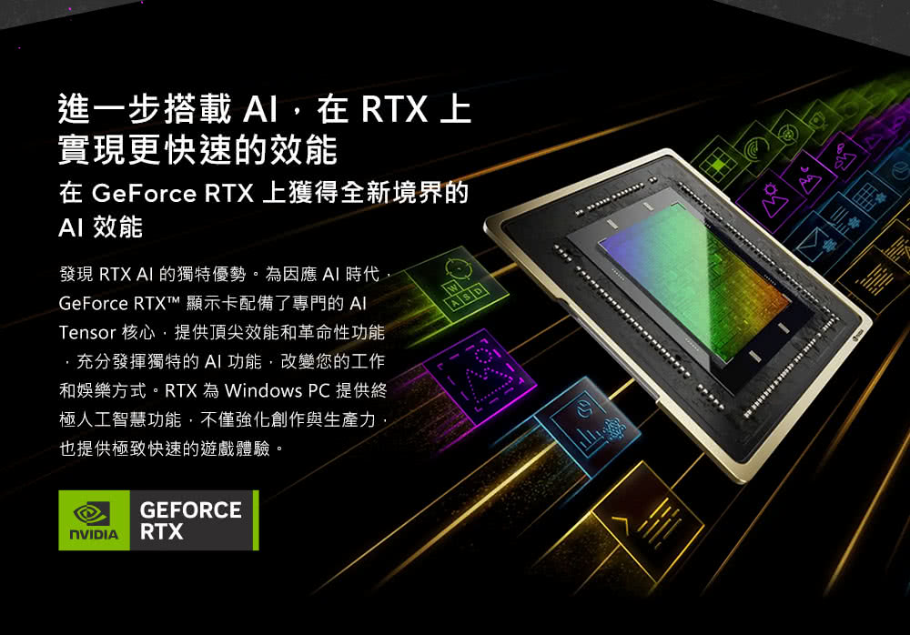 GeForce RTXT 顯示卡配備了專門的 Al