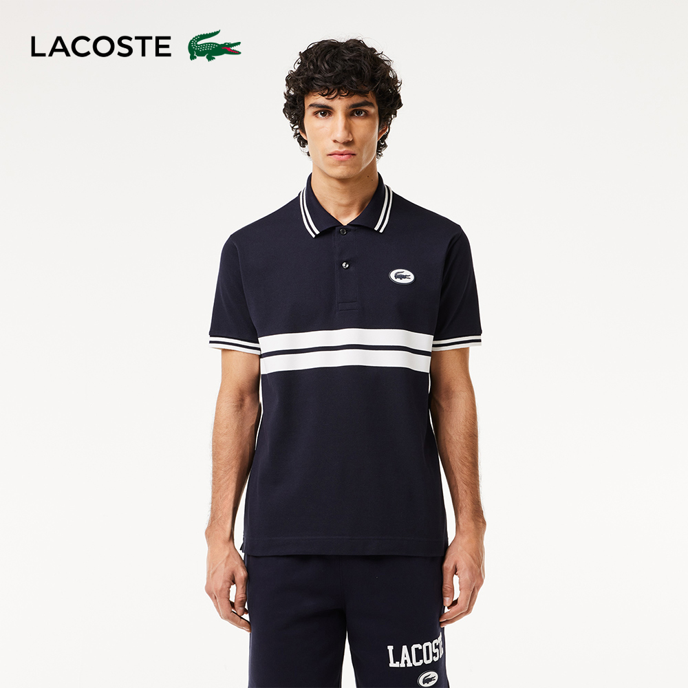 LACOSTE 男裝-原創L.12.12徽章條紋短袖Polo