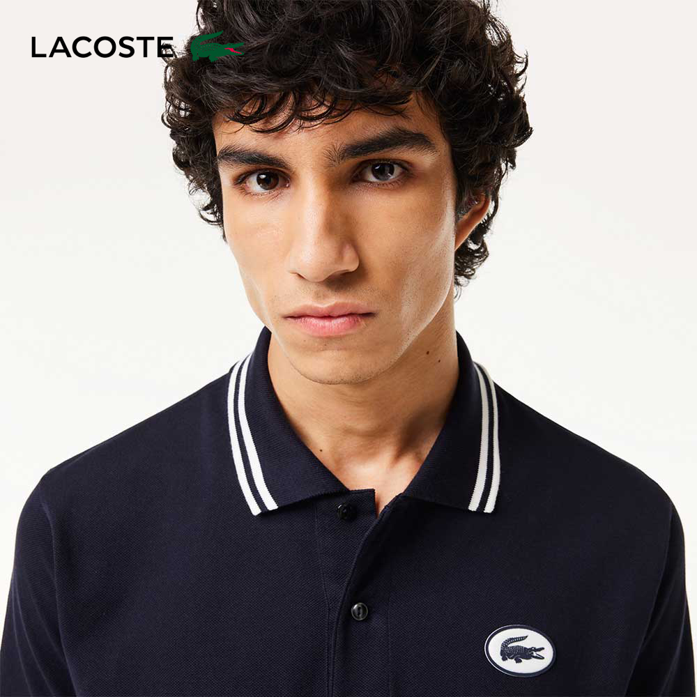 LACOSTE 男裝-原創L.12.12徽章條紋短袖Polo