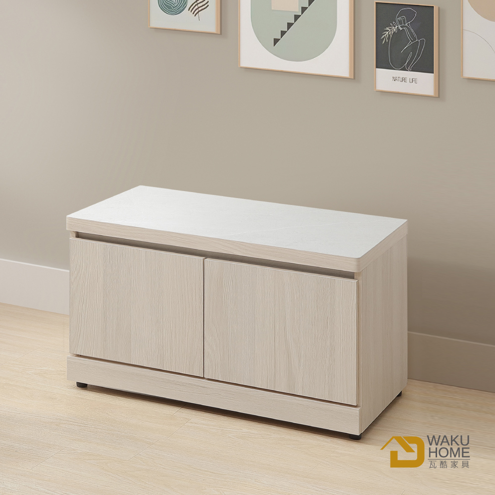 WAKUHOME 瓦酷家具 Mitte暖調木質2.5尺坐鞋櫃