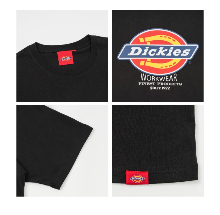 Dickies 男女款黑色純棉胸前經典三色大Logo印花寬鬆
