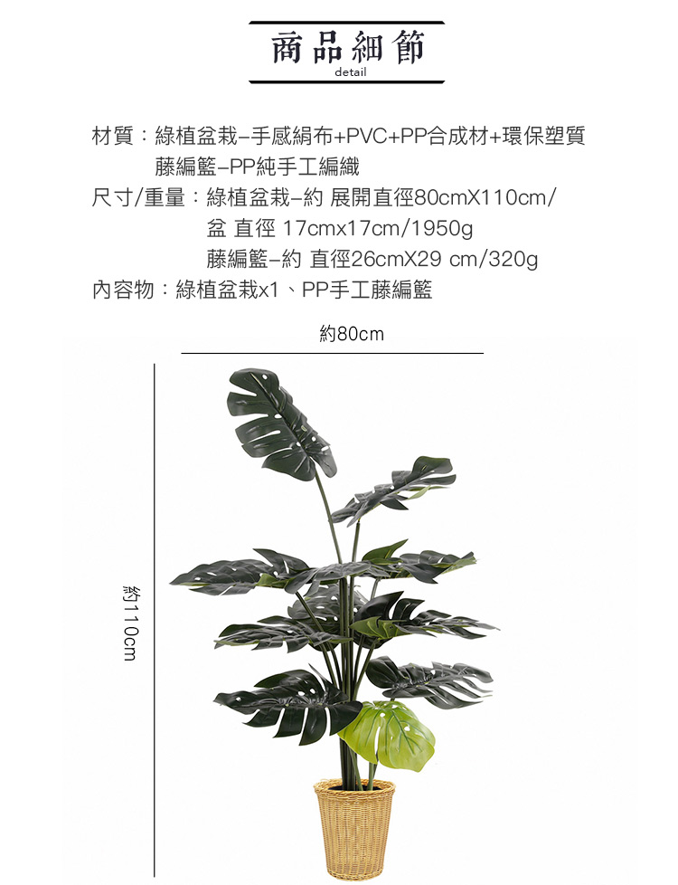 尺寸重量綠植盆栽約展開直徑80cmX110cm