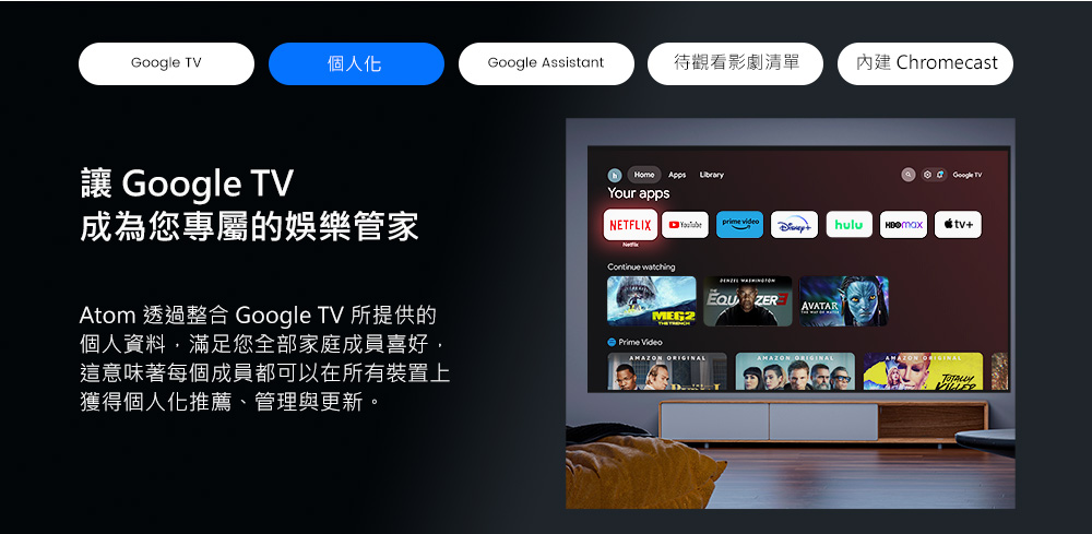 Atom 透過整合 Google TV 所提供的