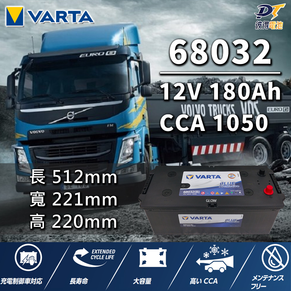 VARTA 華達 68032 容量180AH 歐規電池 免加