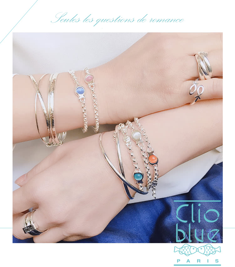 CLIO BLUE 美人魚耳環-海藍石/橘色黃玉/東陵石(法