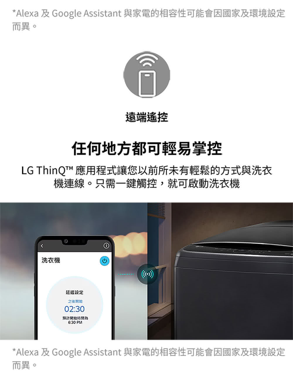 Alexa 及 Google Assistant 與家電的相容性可能會因國家及環境設定