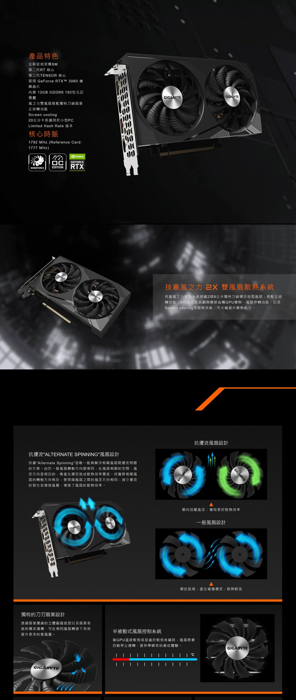 GIGABYTE 技嘉 GeForce RTX 3060 W