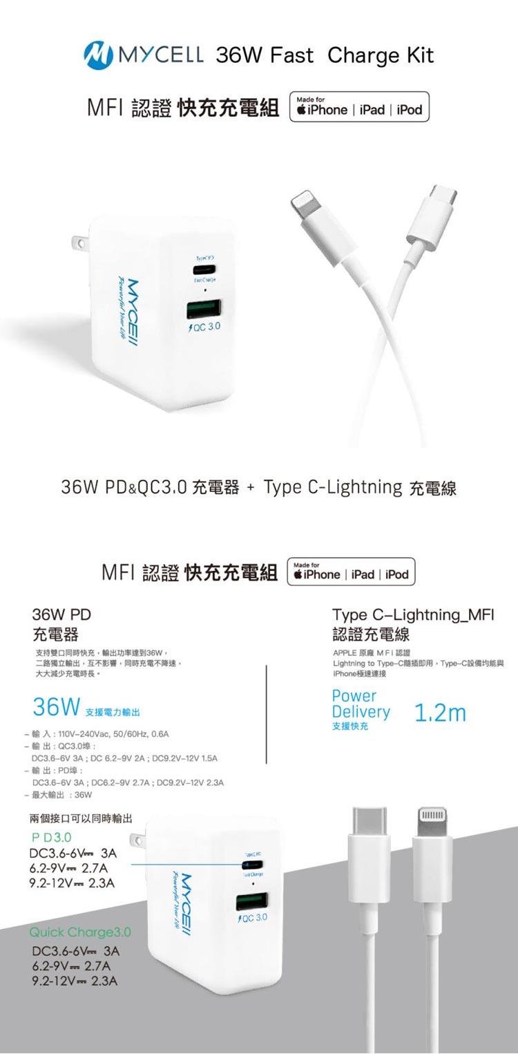 MFI認證36W APPLE PD閃充充電組優惠推薦