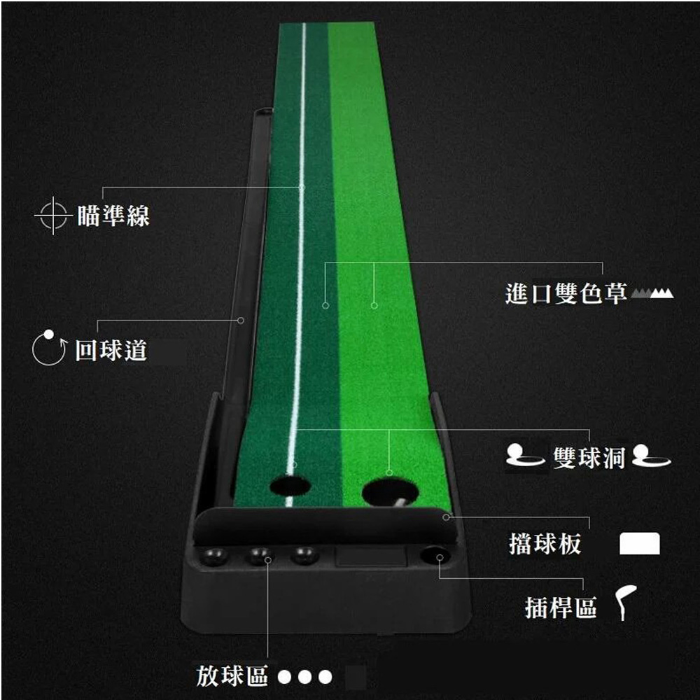 poko 高爾夫自動回球推桿練習組 3米(帶擋板 附回球軌道