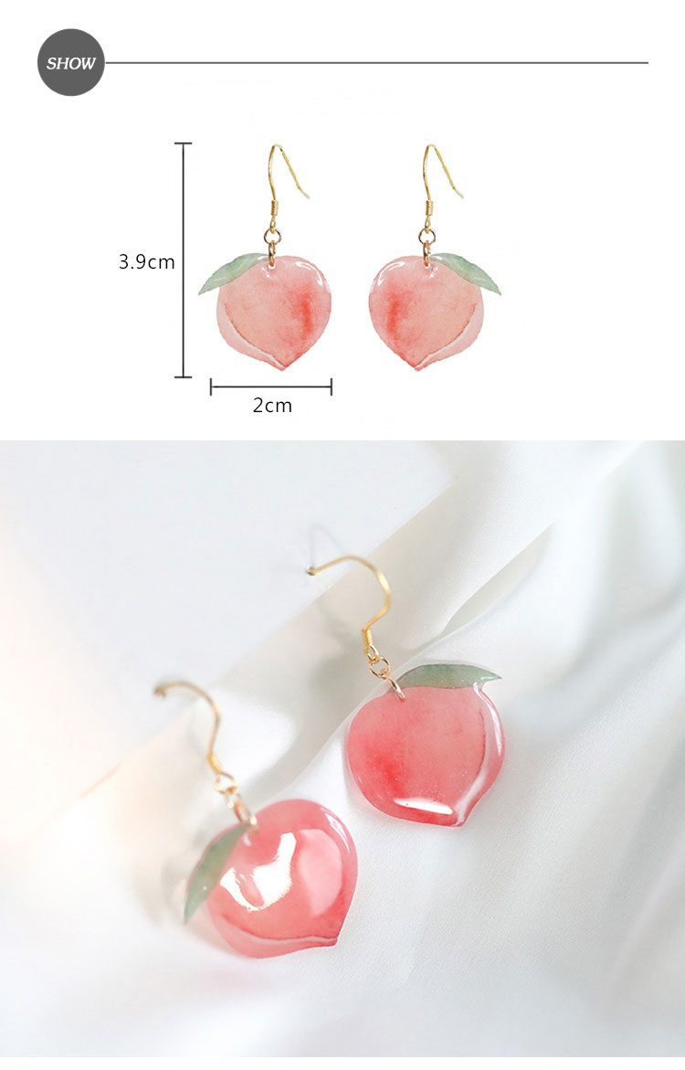 MISA 韓國設計愛心水蜜桃氣質造型夾式耳環(無耳洞耳環 耳