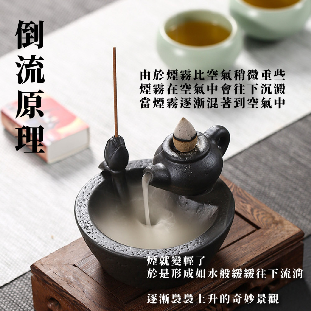 仙氣飄飄】手工茶壺造型陶瓷香座(檀香爐倒流香香插底座熏香爐沉香爐禪