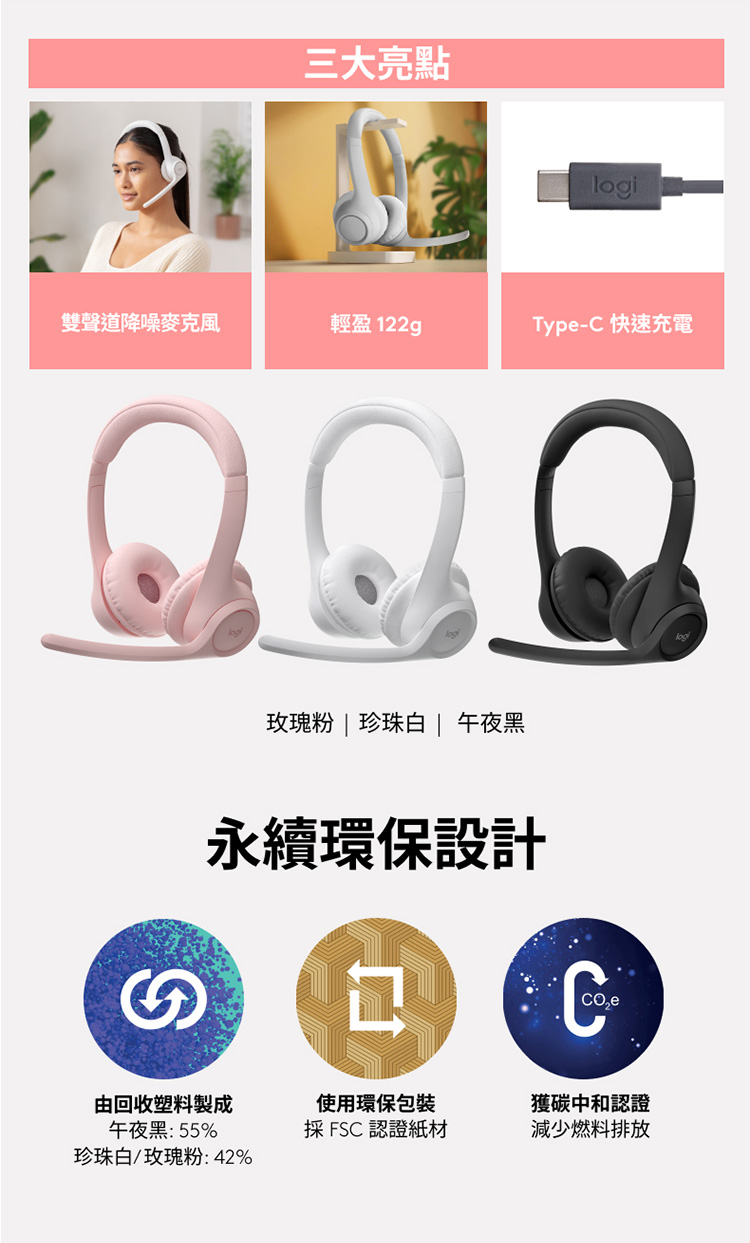 Logitech 羅技 Zone 300 無線藍牙耳機麥克風