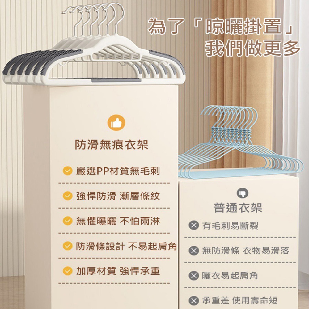 居甄選 多功能日式防滑衣架10入組(承重力佳/防滑表面/多功