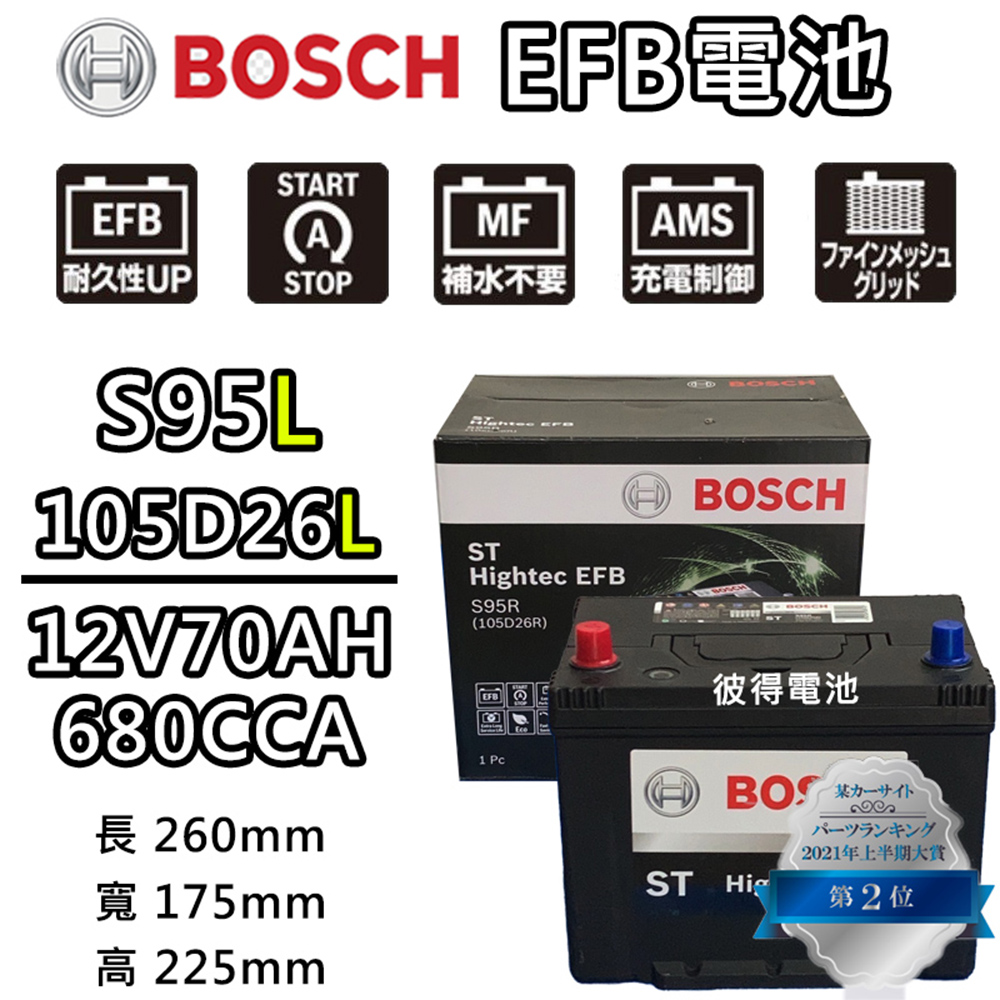 BOSCH 博世 S95L 105D26L EFB汽車電瓶 