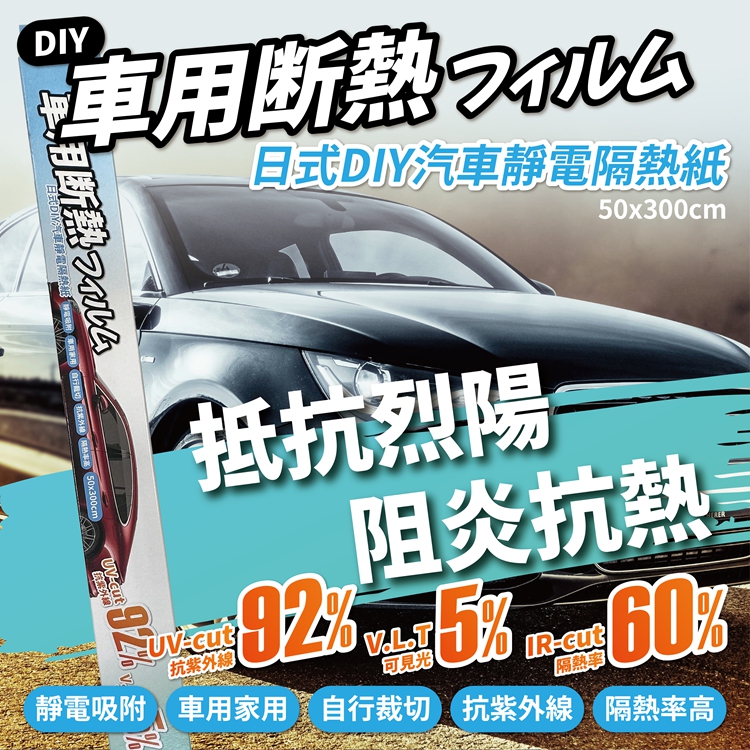日式DIY汽車靜電隔熱紙 300x50cm(汽車隔熱紙｜汽車