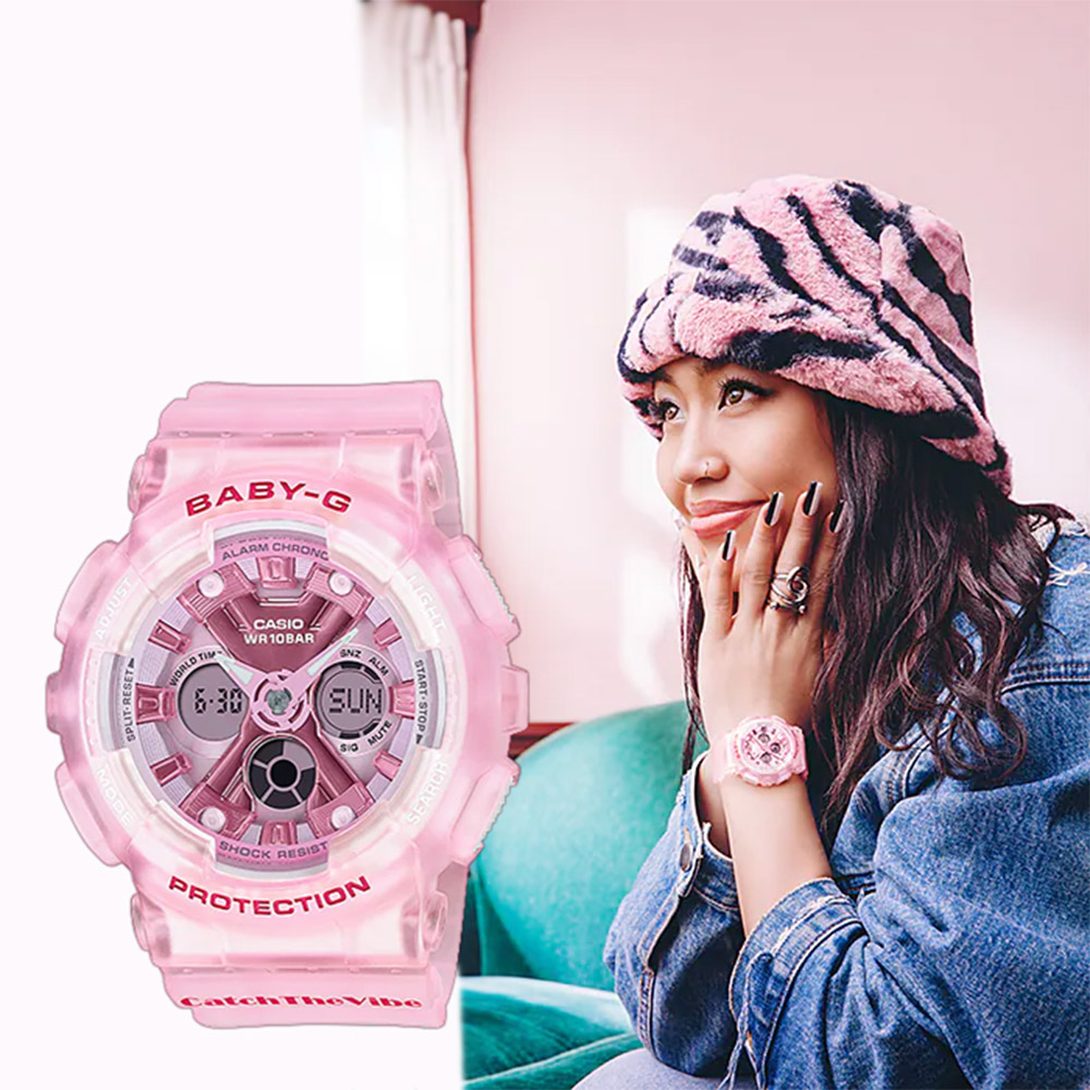 CASIO 卡西歐 Baby-G 嘻哈復古風格半透明雙顯手錶