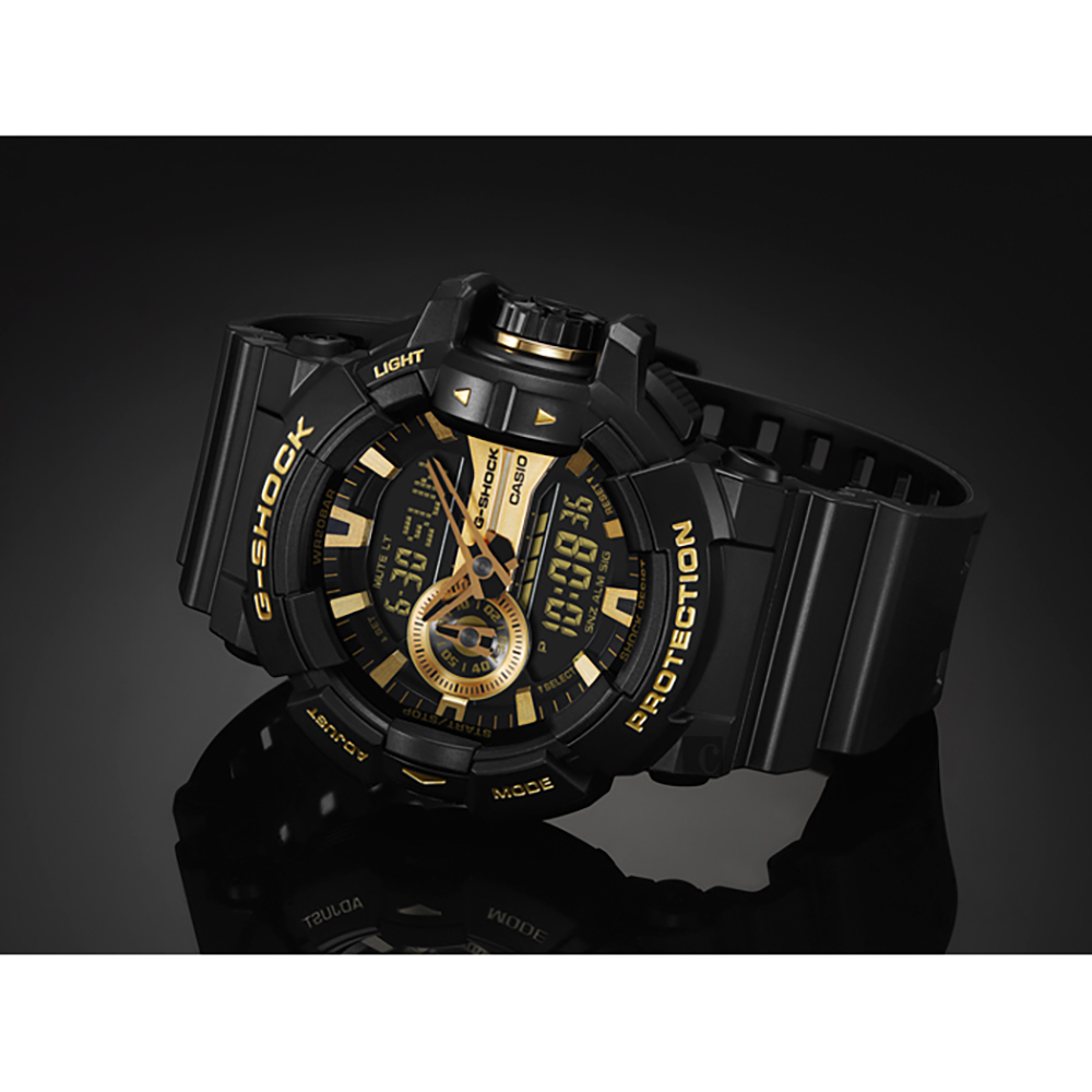 CASIO 卡西歐 G-SHOCK 金屬系雙顯手錶-經典黑金