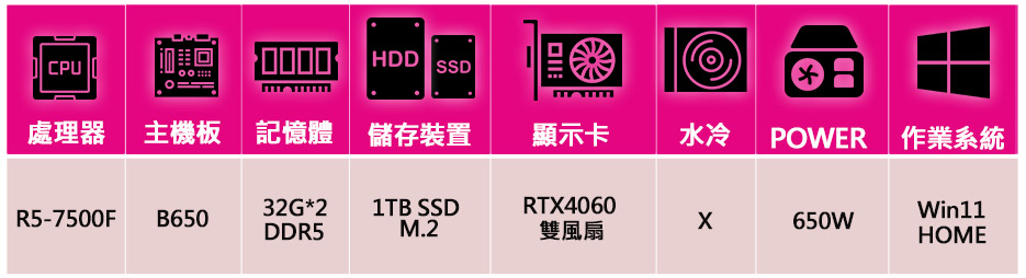 微星平台 R5六核 Geforce RTX4060 WiN1