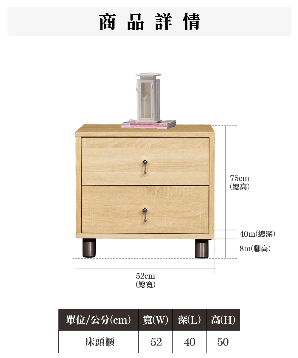 顛覆設計 簡約防焰二抽床頭櫃(邊櫃 收納櫃 抽屜櫃)評價推薦