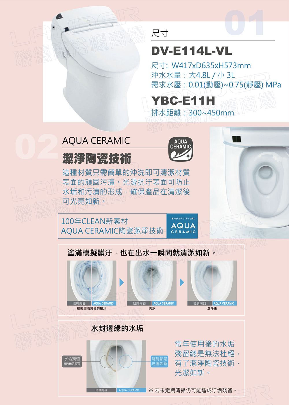 AQUA CERAMIC 若未定期清掃仍可能造成汙垢殘留。