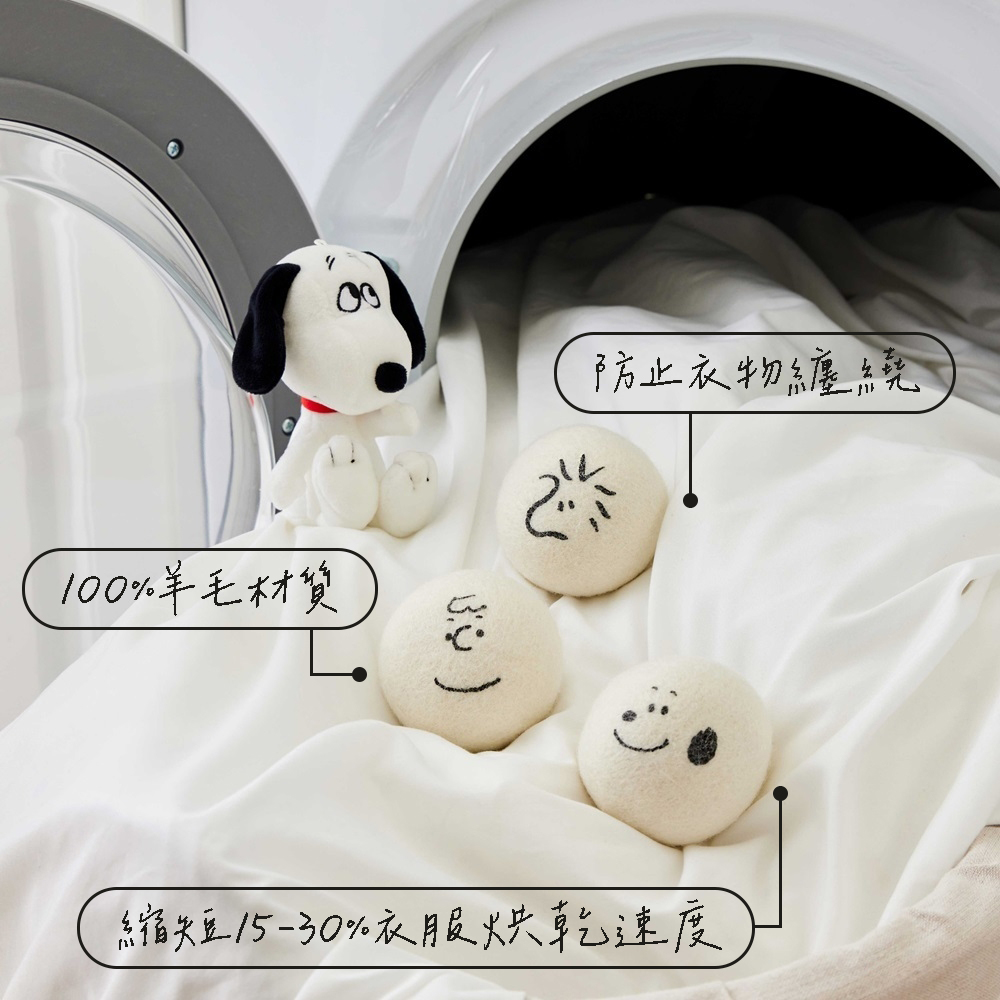 SNOOPY 史努比 100%羊毛烘衣球 6顆/2盒(附收納