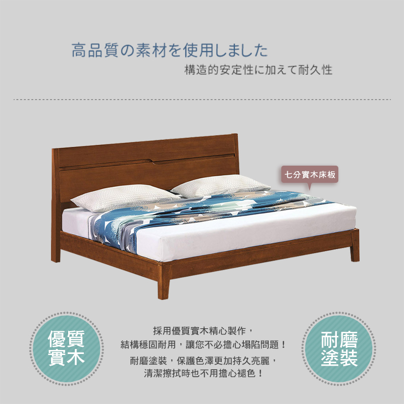BODEN 麥森6尺雙人加大胡桃色實木床架(不含床墊)優惠推