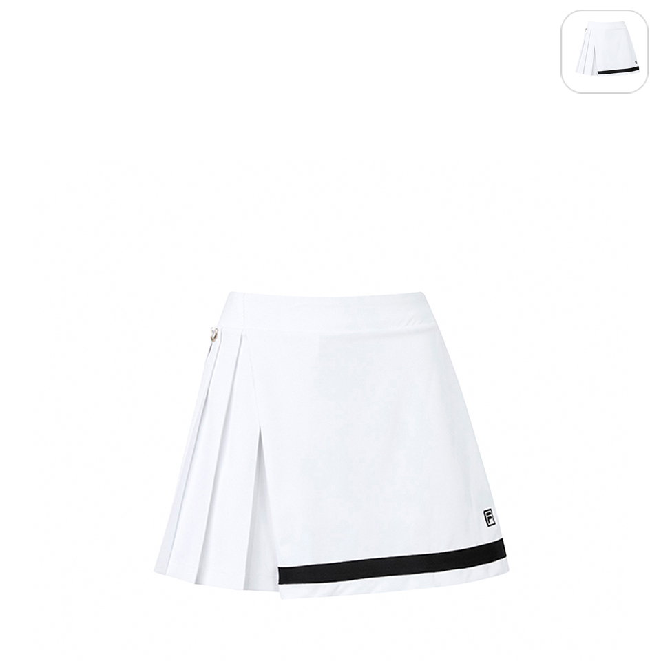 FILA官方直營 女平織短裙-白色(5SKY-1214-WT